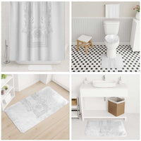 Philippines Barong Style Bathroom Set with Polynesian Art and Leaf Motif White Color