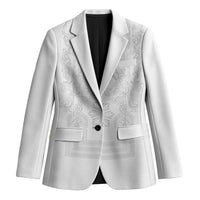 Philippines Barong Style Blazer with Polynesian Art and Leaf Motif White Color LT03 Unisex White - Polynesian Pride