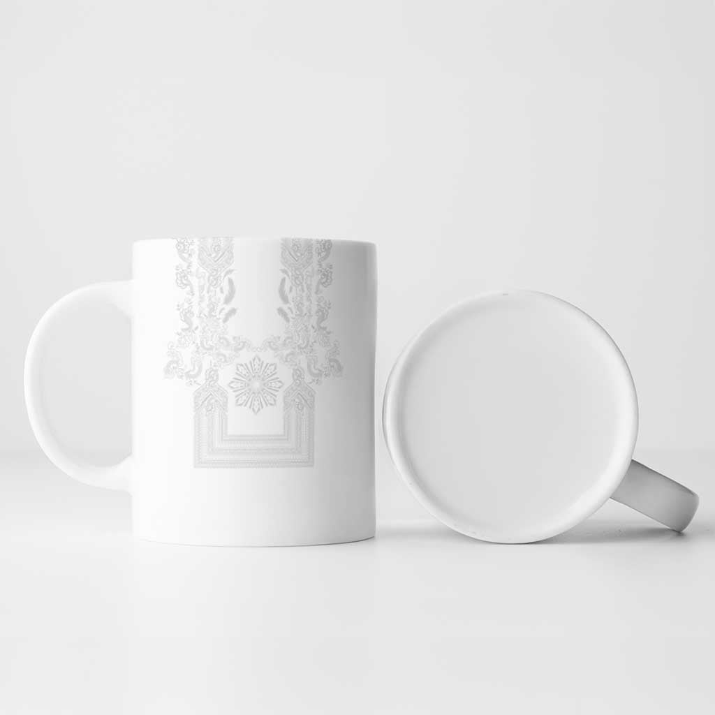 Philippines Barong Style Ceramic Mug with Polynesian Art and Leaf Motif White Color LT03 - Polynesian Pride