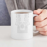 Philippines Barong Style Ceramic Mug with Polynesian Art and Leaf Motif White Color LT03 - Polynesian Pride