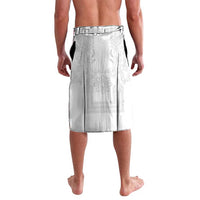 Philippines Barong Style Lavalava with Polynesian Art and Leaf Motif White Color