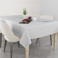 Philippines Barong Style Tablecloth with Polynesian Art and Leaf Motif White Color