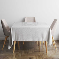 Philippines Barong Style Tablecloth with Polynesian Art and Leaf Motif White Color