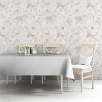Philippines Barong Style Tablecloth with Polynesian Art and Leaf Motif White Color