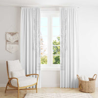 Philippines Barong Style Window Curtain with Polynesian Art and Leaf Motif White Color