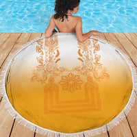 Philippines Barong Style Beach Blanket with Polynesian Art and Leaf Motif Yellow Color LT03 - Polynesian Pride