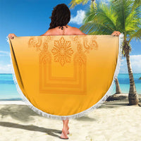 Philippines Barong Style Beach Blanket with Polynesian Art and Leaf Motif Yellow Color LT03 - Polynesian Pride
