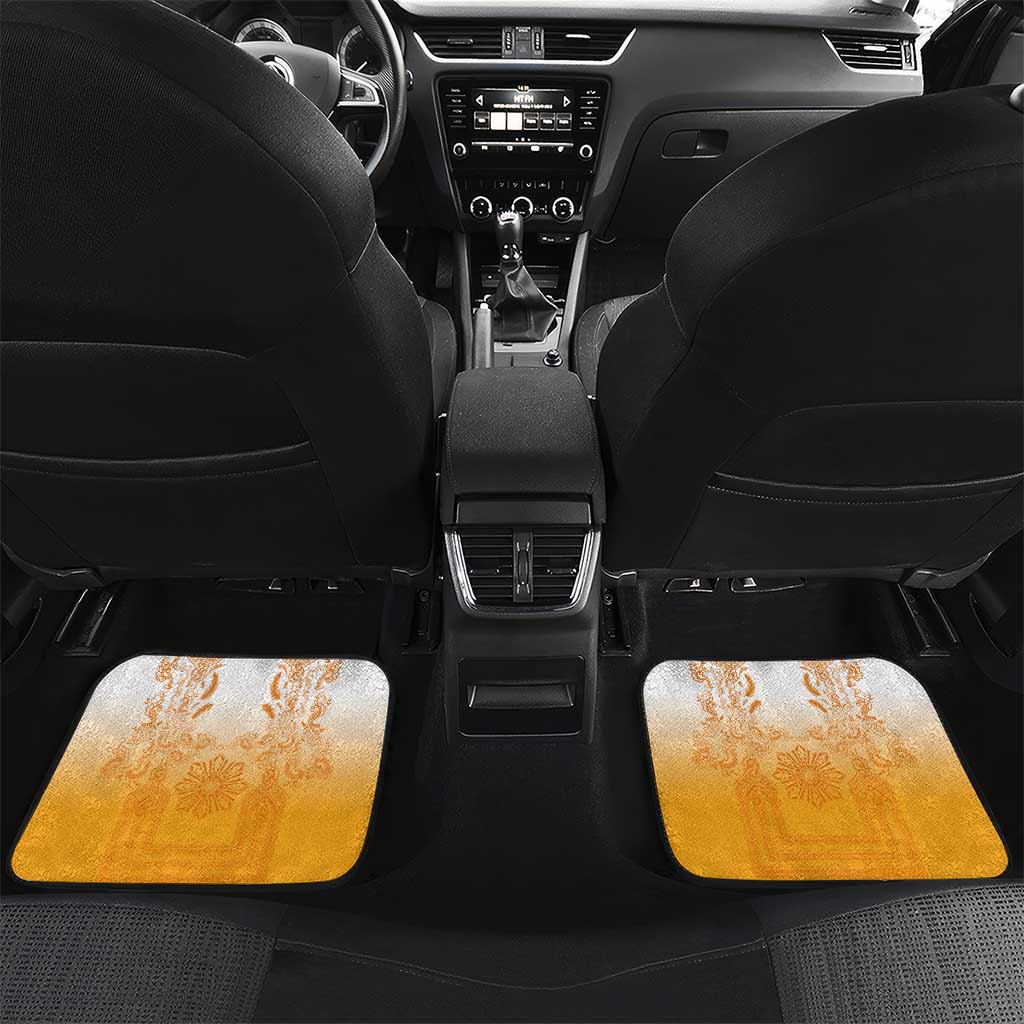 Philippines Barong Style Car Mats with Polynesian Art and Leaf Motif Yellow Color LT03 Set 2pcs - Back Yellow - Polynesian Pride
