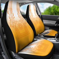 Philippines Barong Style Car Seat Cover with Polynesian Art and Leaf Motif Yellow Color