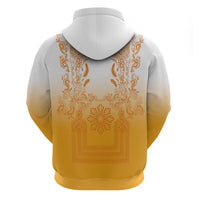Philippines Barong Style Hoodie with Polynesian Art and Leaf Motif Yellow Color