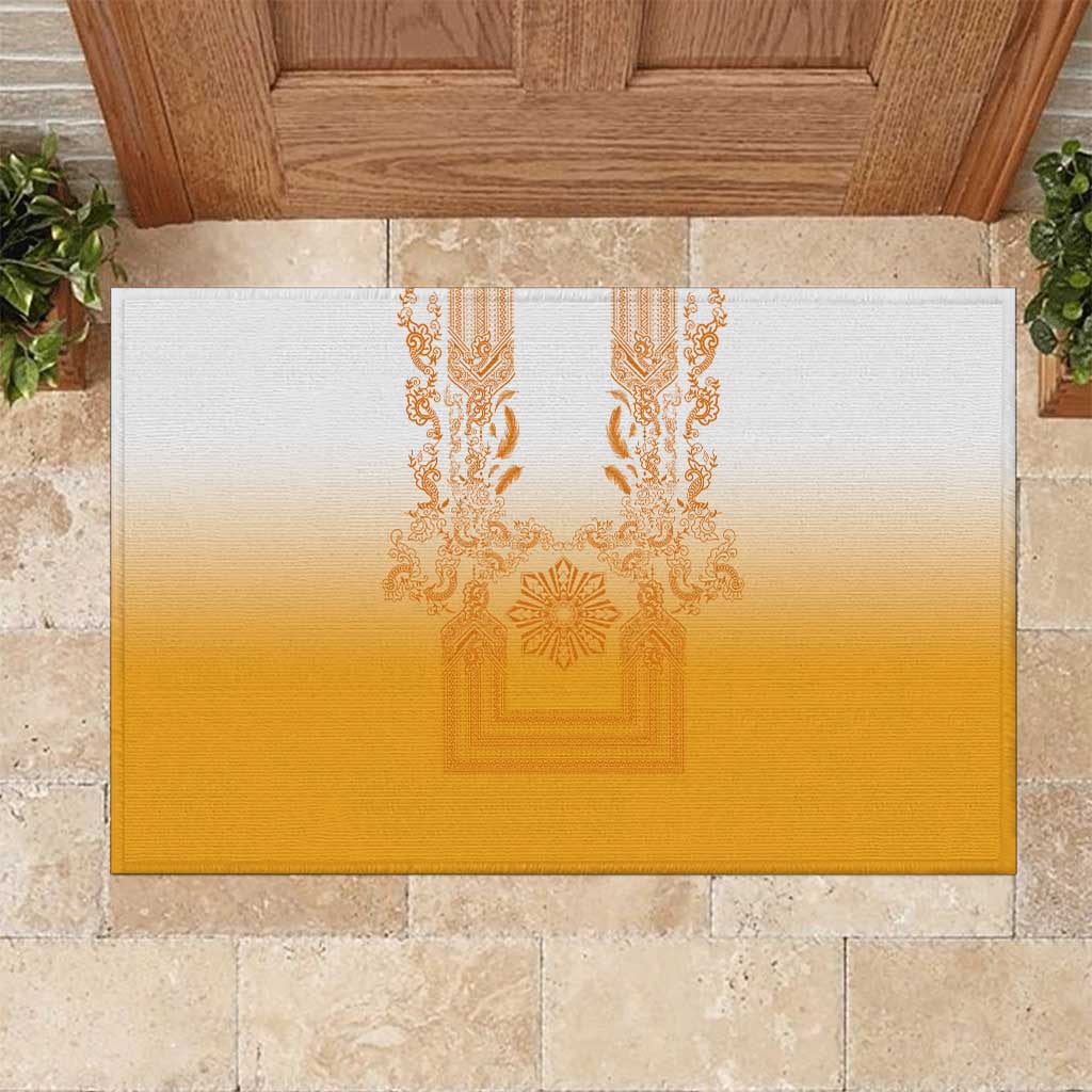 Philippines Barong Style Rubber Doormat with Polynesian Art and Leaf Motif Yellow Color LT03 Yellow - Polynesian Pride