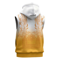 Philippines Barong Style Sleeveless Zip Hoodie with Polynesian Art and Leaf Motif Yellow Color LT03 - Polynesian Pride