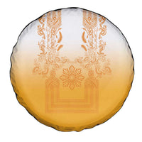 Philippines Barong Style Spare Tire Cover with Polynesian Art and Leaf Motif Yellow Color