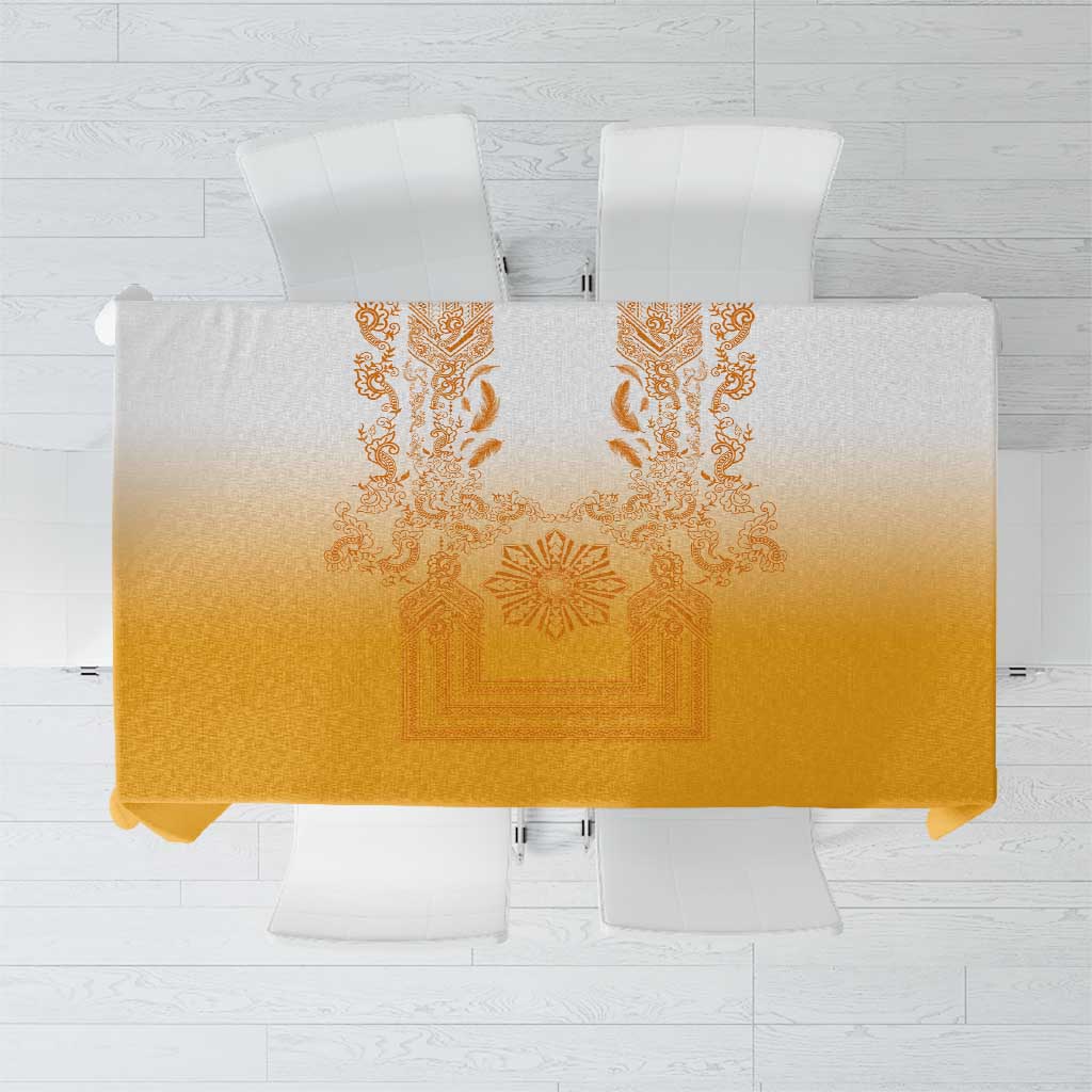 Philippines Barong Style Tablecloth with Polynesian Art and Leaf Motif Yellow Color LT03 Yellow - Polynesian Pride