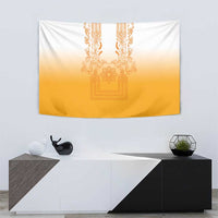Philippines Barong Style Tapestry with Polynesian Art and Leaf Motif Yellow Color