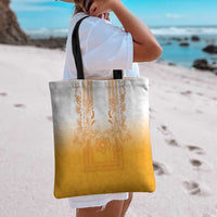 Philippines Barong Style Tote Bag with Polynesian Art and Leaf Motif Yellow Color