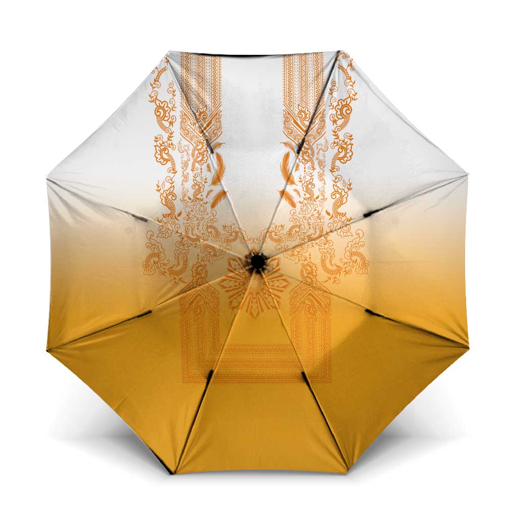 Philippines Barong Style Umbrella with Polynesian Art and Leaf Motif Yellow Color LT03 One Size Folded 11.42 inch Opened Diameter 37.4 inch Yellow - Polynesian Pride