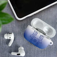Philippines Barong Style AirPods Case with Polynesian Art and Leaf Motif Blue Color