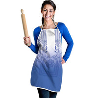 Philippines Barong Style Apron with Polynesian Art and Leaf Motif Blue Color
