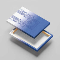 Philippines Barong Style Canvas Wall Art with Polynesian Art and Leaf Motif Blue Color