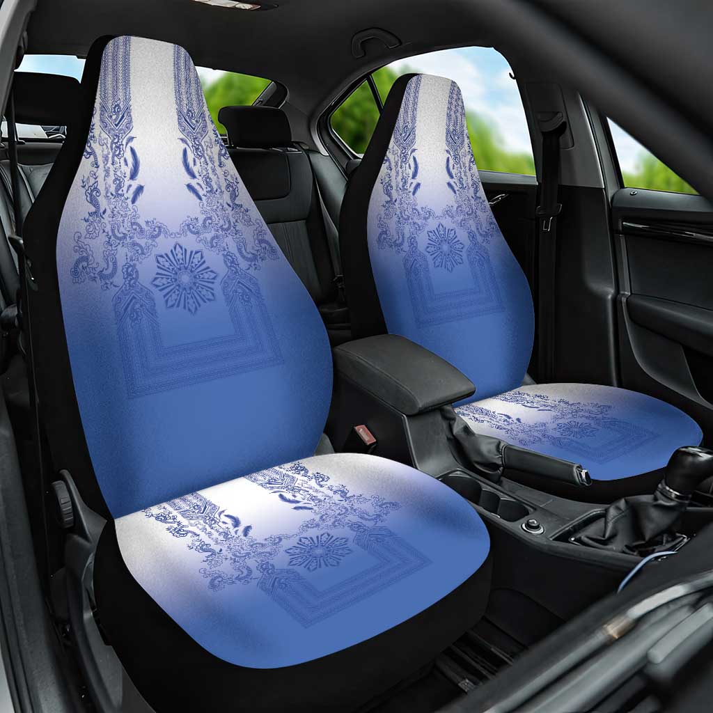 Philippines Barong Style Car Seat Cover with Polynesian Art and Leaf Motif Blue Color LT03 One Size Blue - Polynesian Pride