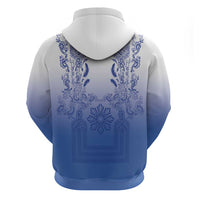 Philippines Barong Style Hoodie with Polynesian Art and Leaf Motif Blue Color LT03 - Polynesian Pride
