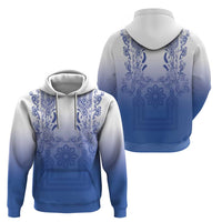 Philippines Barong Style Hoodie with Polynesian Art and Leaf Motif Blue Color LT03 - Polynesian Pride