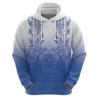 Philippines Barong Style Hoodie with Polynesian Art and Leaf Motif Blue Color LT03 - Polynesian Pride