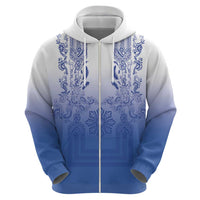 Philippines Barong Style Hoodie with Polynesian Art and Leaf Motif Blue Color LT03 - Polynesian Pride