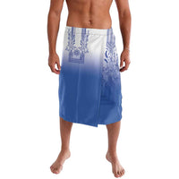 Philippines Barong Style Lavalava with Polynesian Art and Leaf Motif Blue Color