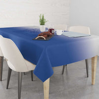Philippines Barong Style Tablecloth with Polynesian Art and Leaf Motif Blue Color