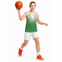 Philippines Barong Style Basketball Jersey with Polynesian Art and Leaf Motif Green Color
