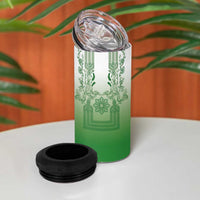 Philippines Barong Style 4 in 1 Can Cooler Tumbler with Polynesian Art and Leaf Motif Green Color LT03 - Polynesian Pride