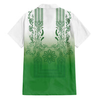Philippines Barong Style Family Matching Long Sleeve Bodycon Dress and Hawaiian Shirt with Polynesian Art and Leaf Motif Green Color LT03 - Polynesian Pride