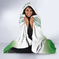 Philippines Barong Style Hooded Blanket with Polynesian Art and Leaf Motif Green Color