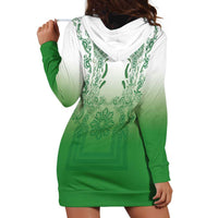 Philippines Barong Style Hoodie Dress with Polynesian Art and Leaf Motif Green Color LT03 - Polynesian Pride