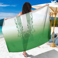 Philippines Barong Style Sarong with Polynesian Art and Leaf Motif Green Color