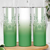 Philippines Barong Style Skinny Tumbler with Polynesian Art and Leaf Motif Green Color LT03 - Polynesian Pride
