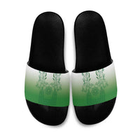 Philippines Barong Style Slide Sandals with Polynesian Art and Leaf Motif Green Color LT03 Green - Polynesian Pride