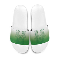 Philippines Barong Style Slide Sandals with Polynesian Art and Leaf Motif Green Color LT03 Green - Polynesian Pride