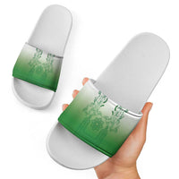 Philippines Barong Style Slide Sandals with Polynesian Art and Leaf Motif Green Color LT03 - Polynesian Pride