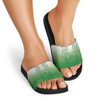 Philippines Barong Style Slide Sandals with Polynesian Art and Leaf Motif Green Color LT03 - Polynesian Pride