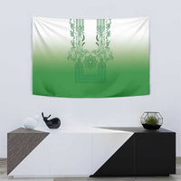 Philippines Barong Style Tapestry with Polynesian Art and Leaf Motif Green Color