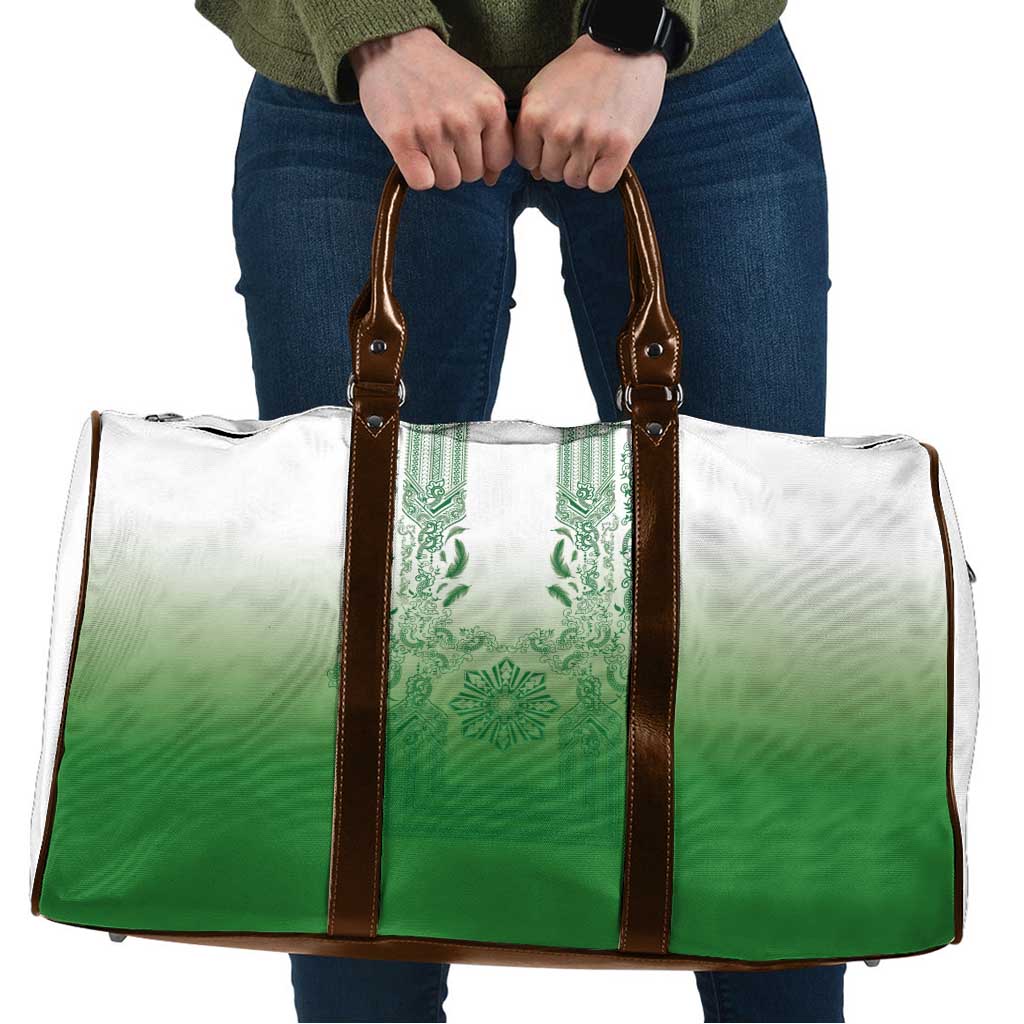 Philippines Barong Style Travel Bag with Polynesian Art and Leaf Motif Green Color LT03 Green - Polynesian Pride