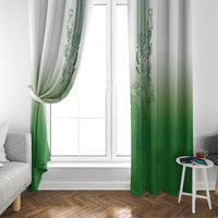 Philippines Barong Style Window Curtain with Polynesian Art and Leaf Motif Green Color
