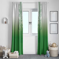 Philippines Barong Style Window Curtain with Polynesian Art and Leaf Motif Green Color