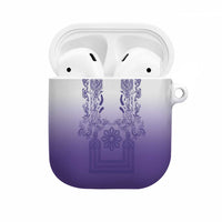 Philippines Barong Style AirPods Case with Polynesian Art and Leaf Motif Purple Color