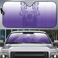 Philippines Barong Style Auto Sun Shade with Polynesian Art and Leaf Motif Purple Color