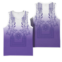 Philippines Barong Style Basketball Jersey with Polynesian Art and Leaf Motif Purple Color LT03 - Polynesian Pride