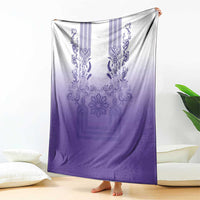 Philippines Barong Style Blanket with Polynesian Art and Leaf Motif Purple Color